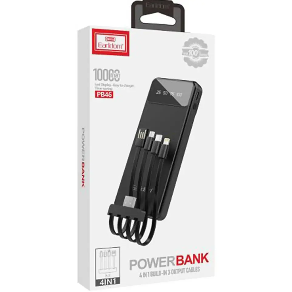 Earldom Fast Charger 4-in-1 Powerbank 10000mAh Black ETPB46
